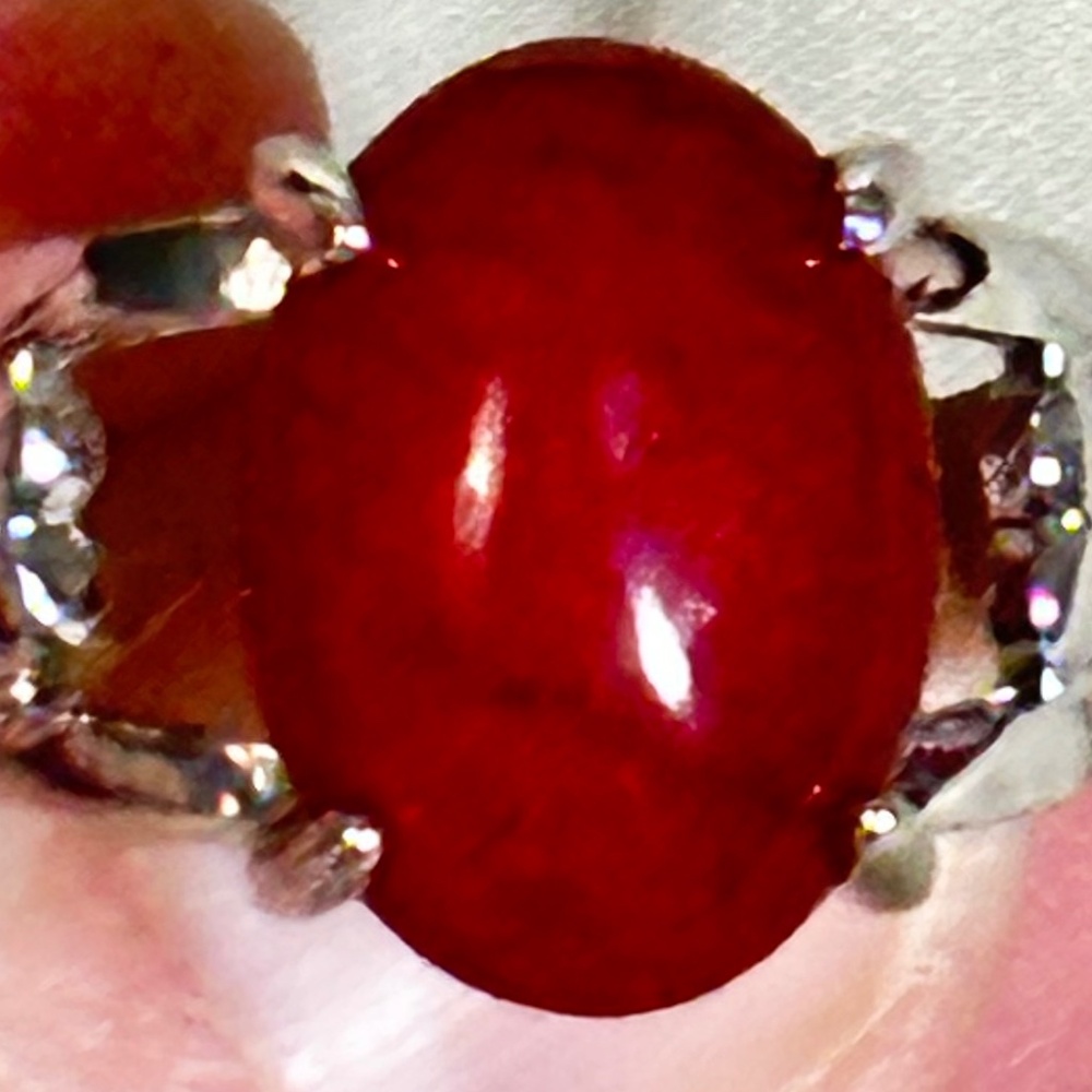 Stainless steel ring w/oval Red Crackle Quartz stone - NWOT - Picture 11 of 15